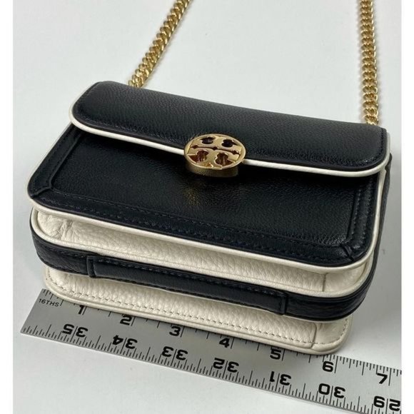 Tory Burch Duet Chain Convertible Shoulder Bag Black Ivory Gold 6.5 x 2.5 x 5 N0 - Picture 8 of 10